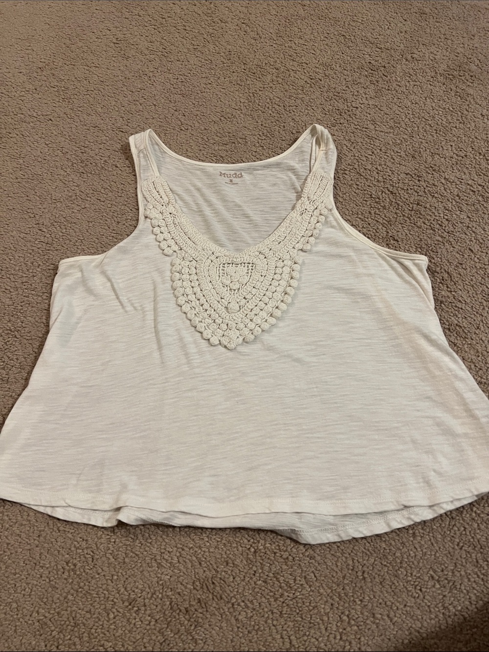 Mudd Off-White Crochet Bib Tank Top
